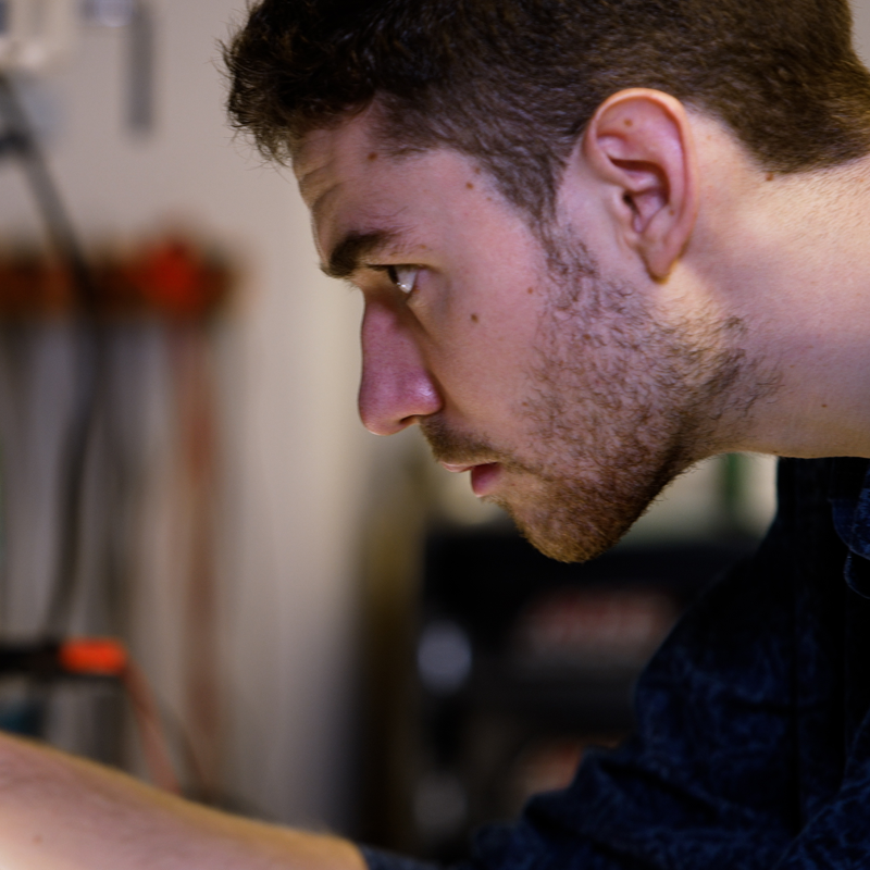 researcher working on electronics