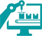 Teal icon representing smart manufacturing.